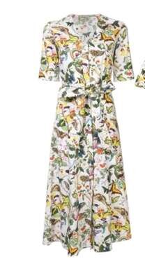 Mary Katrantzou 100% Pure Silk Butterfly Botanical Midi Dress Size UK 14 US 10